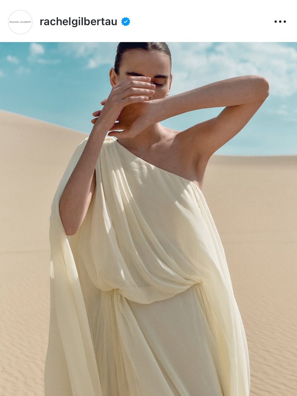 Rachel Gilbert One-Shoulder Pleated Maxi Dress in Cream